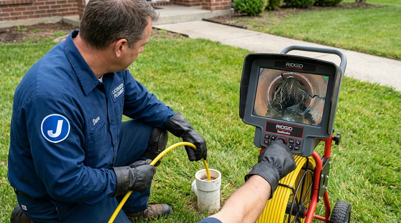 Sewer camera inspection being performed by Johns Plumbing LLC in Edwards