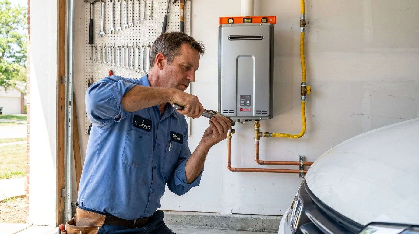 Tankless water heater installation by a Johns Plumbing LLC plumber in Edwards