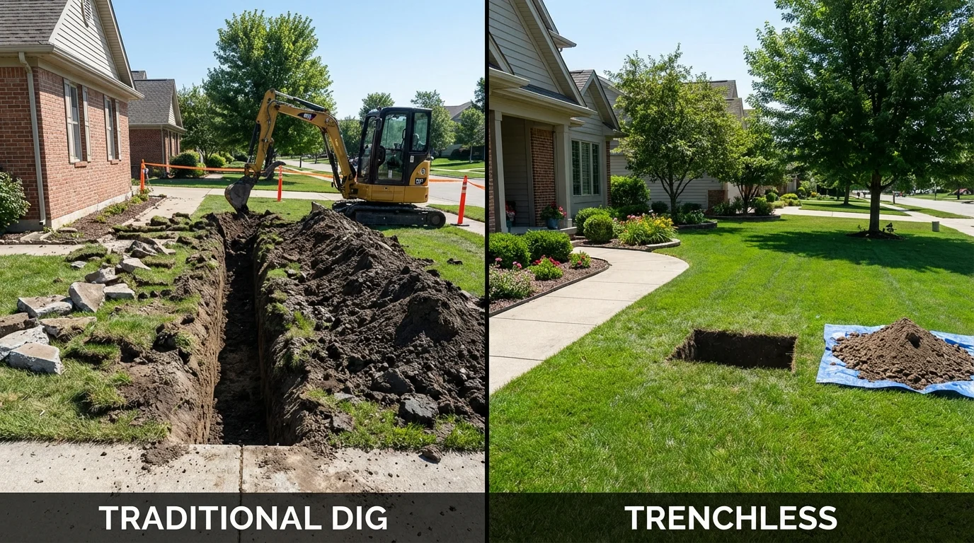 Trenchless sewer repair with minimal yard damage versus traditional excavation in Edwards, CO
